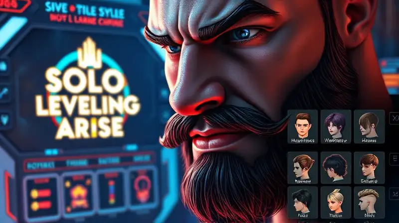 Hombre fuerte personaliza barba en interfaz futurista