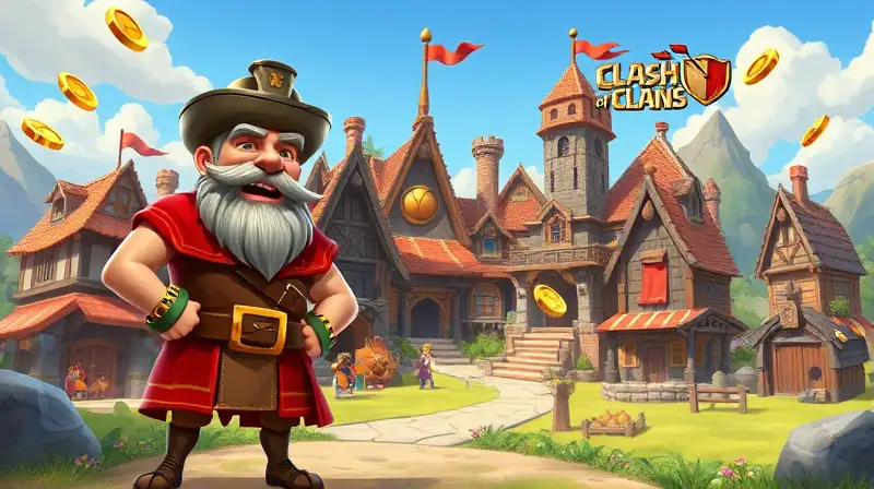 Anciano orgulloso frente a aldea medieval