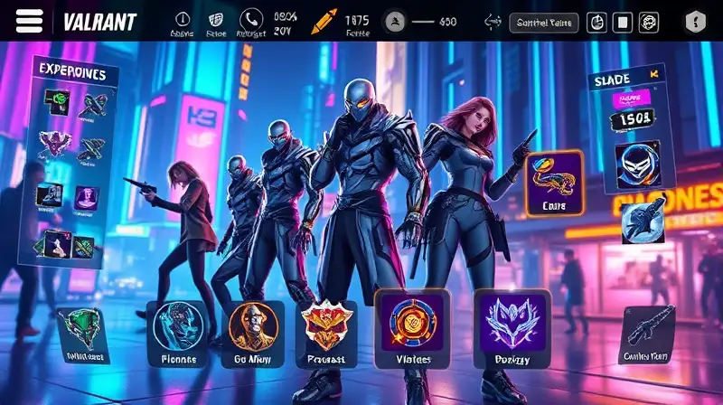 Interfaz futurista vibrante con personajes dinámicos