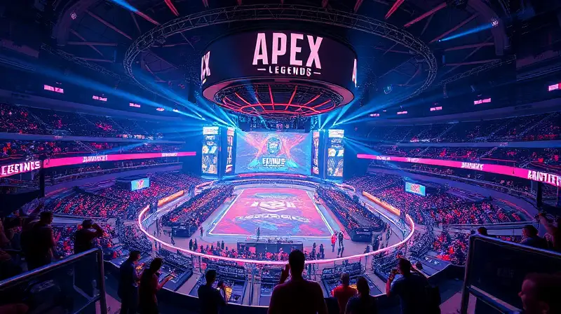 Arena futurista con equipo diverso y acción