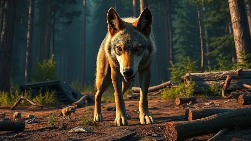 Lobo salvaje en bosque detallado y vibrante