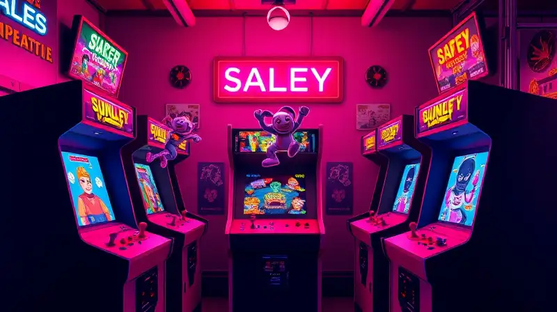 Máquinas arcade clásicas con ambiente retro