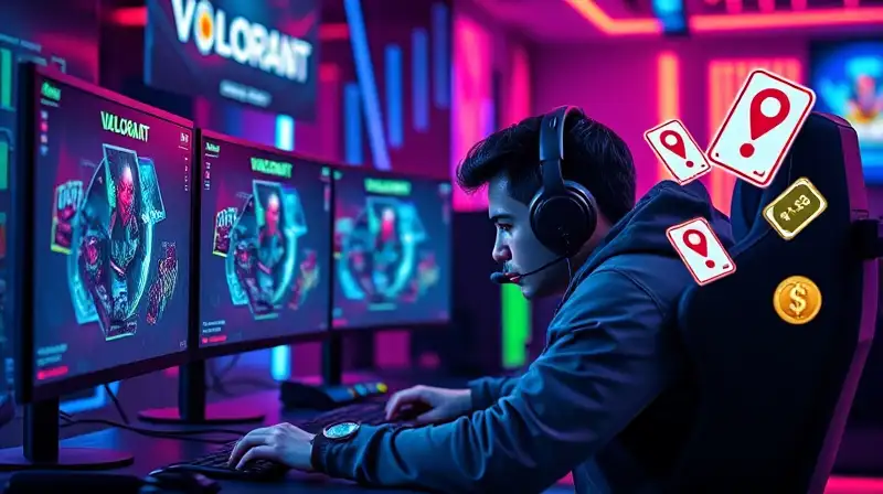 Gamer concentrado con setup futurista y monitores