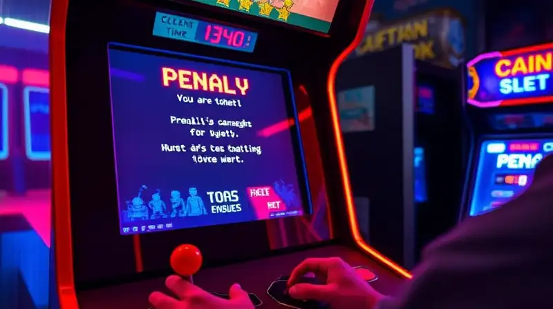 Jugador frustrado en arcade con mensajes