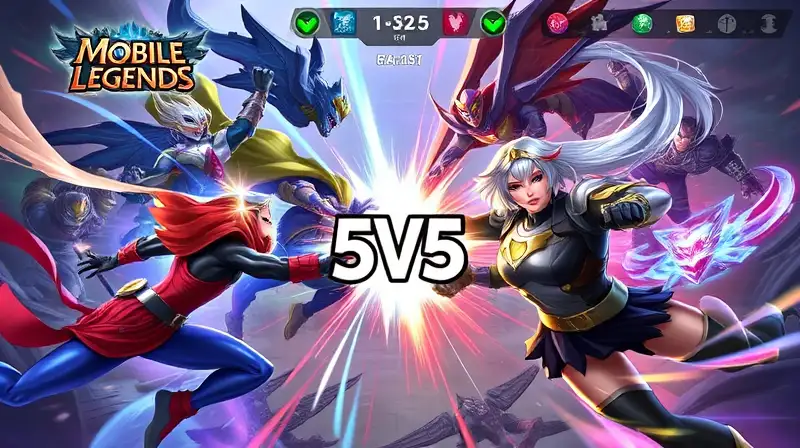 Batalla 5v5 intensa en arena fantástica
