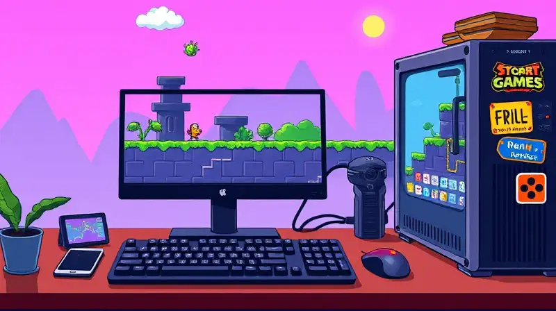 Escena de juego retro 2D pixel art