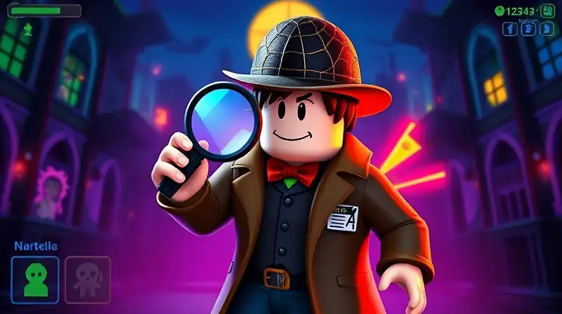 Avatar detective Roblox con símbolos misteriosos