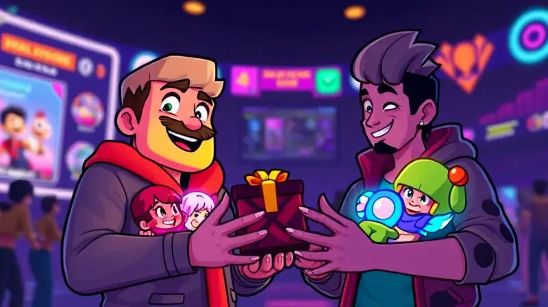 Dos amigos intercambian skins vibrantes de Brawl Stars