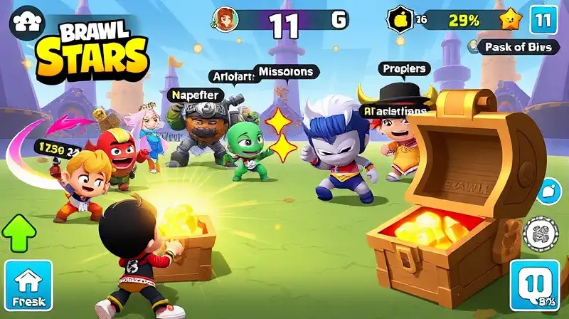 Brawl Stars: personajes coloridos en batalla móvil