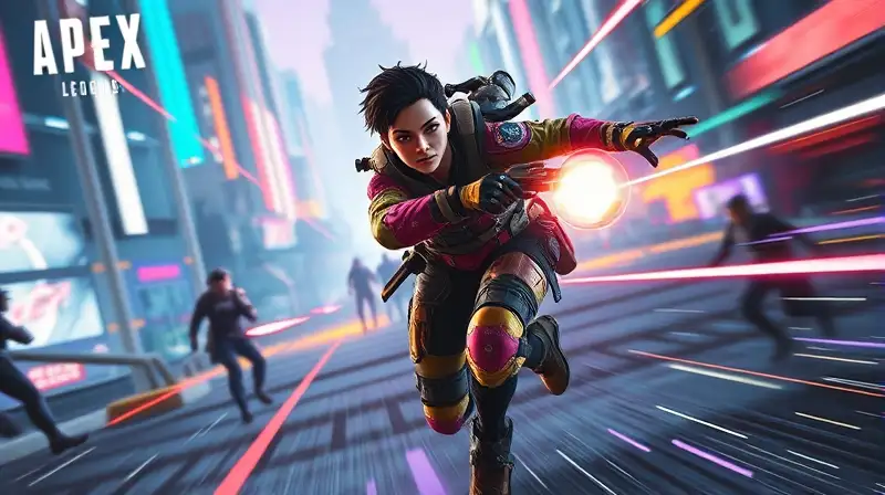 Personaje Apex Legends en acción futurista