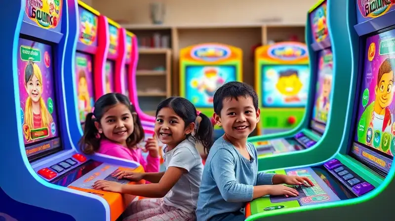 Niños diversos juegan felices en aula inclusiva