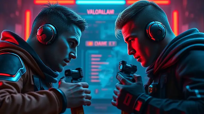 Dos jugadores intensos en entorno futurista