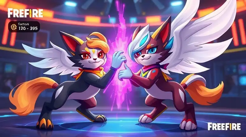 Dos mascotas Free Fire fusionan energía futurista