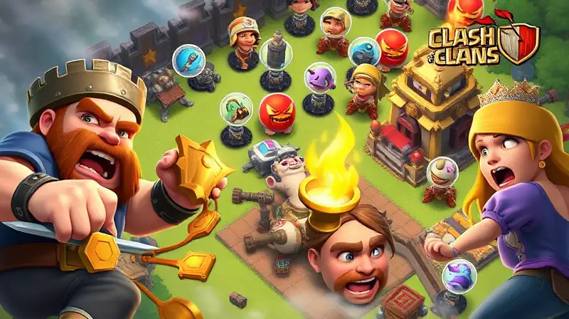 Batalla de Clash of Clans con acción vibrante