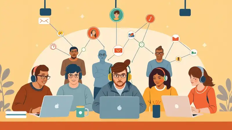 Desarrolladores diversos conectados en reunión virtual