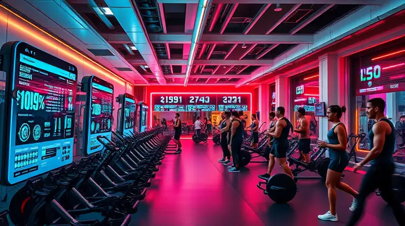 Gimnasio futurista con tecnología y energía