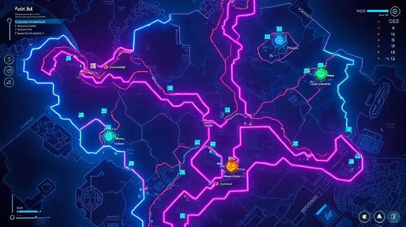 Mapa futurista de Farlight 84 con rutas