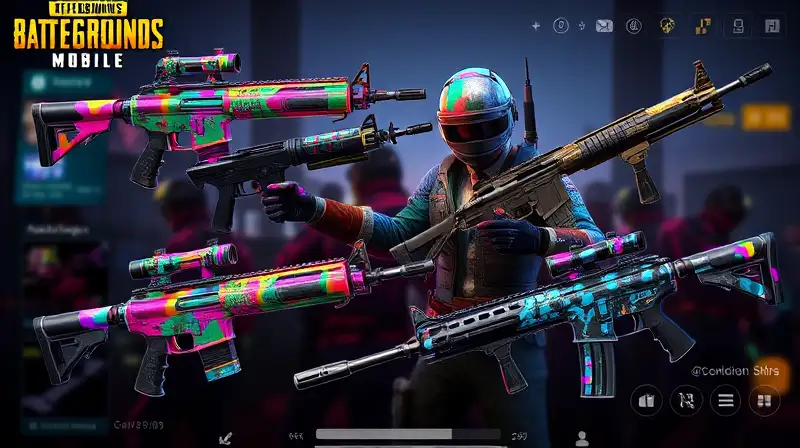Armas coloridas y futuristas en batalla intensa