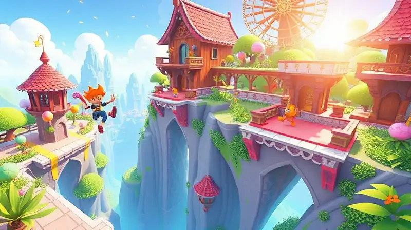 Escena fantástica de juego 3D colorido