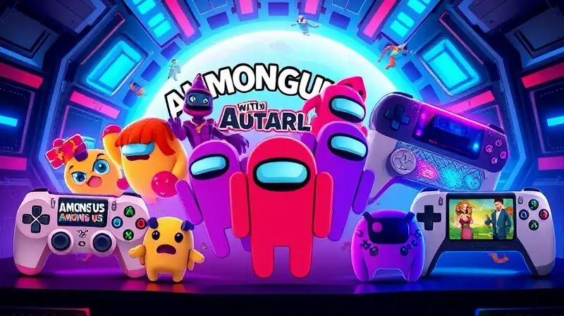Consolas de juego con Among Us y luces