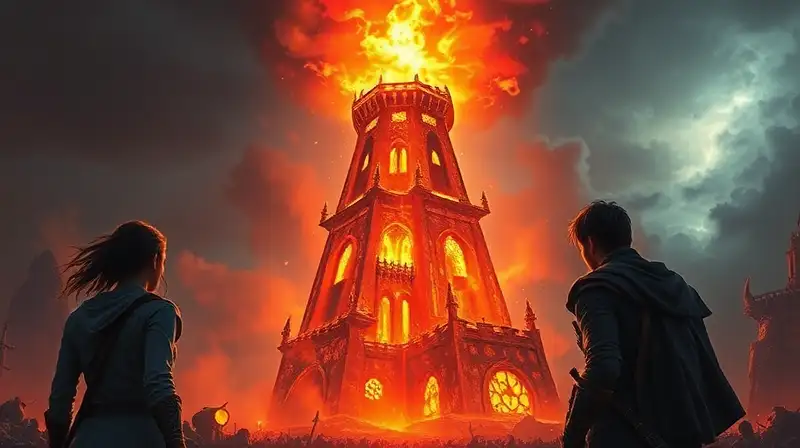 Jugadores enfrentan torre infernal mística ardiente
