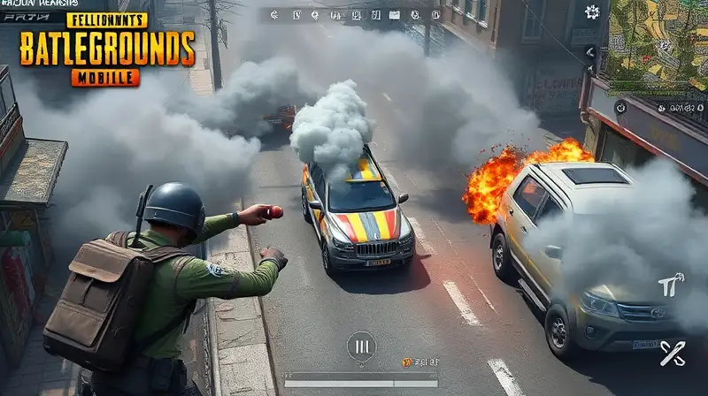 Jugador lanza humo en batalla urbana