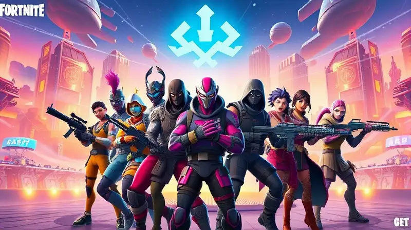 Personajes de Fortnite en batalla vibrante