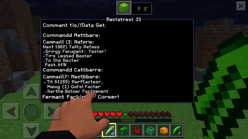 Captura Minecraft muestra comando /data get