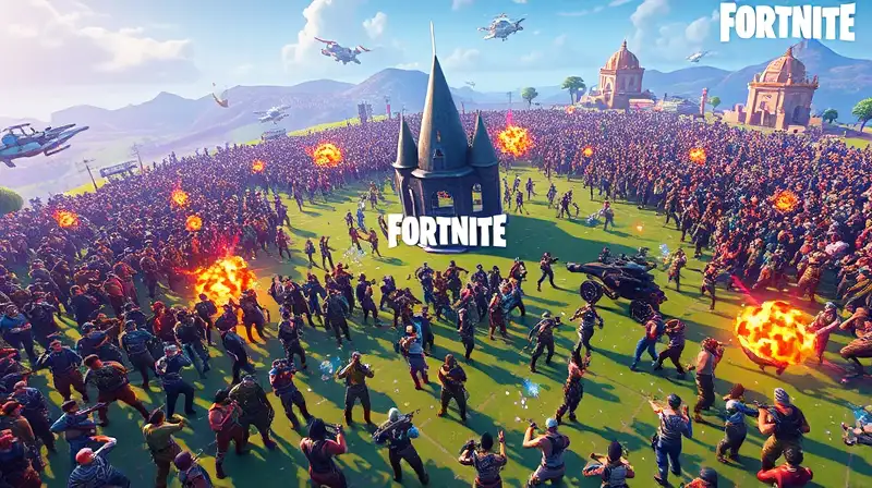 Mapa vibrante de Fortnite con acción intensa