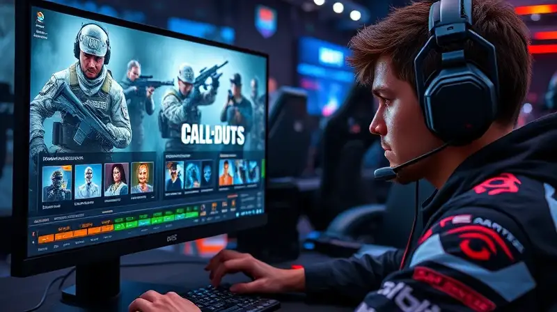 Gamer concentrado en tutorials y batalla intensa