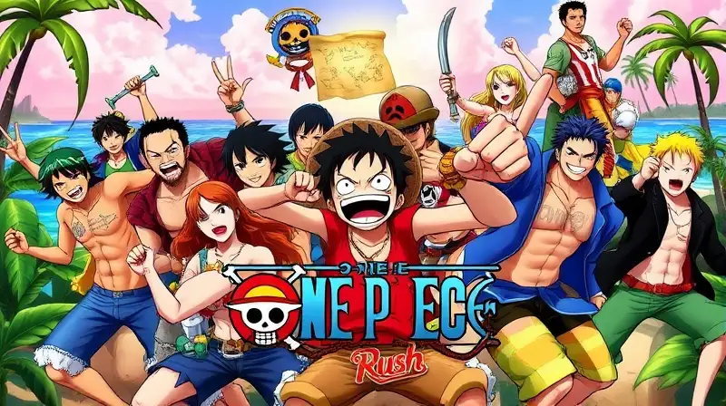 Amigos anime en isla tropical aventurera