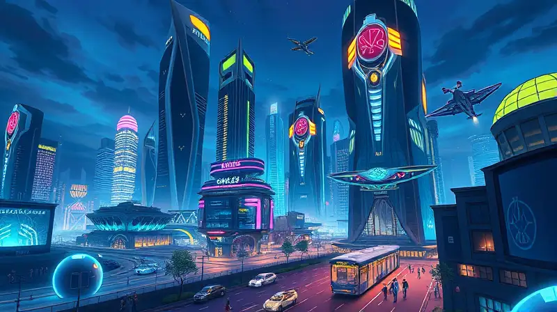 Ciudad futurista de Unova llena de vida