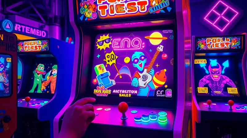 Máquina arcade retro con luces neón