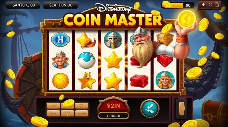 Interfaz vibrante de Coin Master con acción