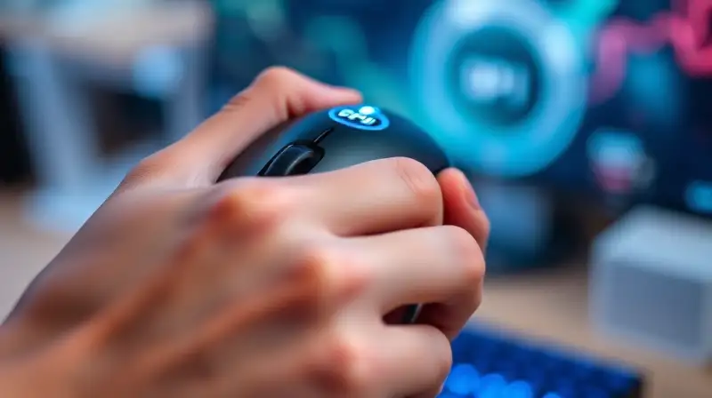 Mano con ratón gaming