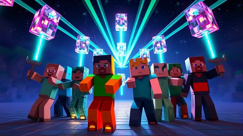 Jugadores de Minecraft unidos con teletransportación brillante
