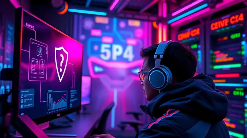Gamer con setup cyberpunk y conexión rápida
