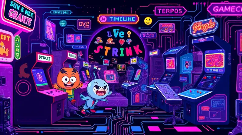 Máquina arcade retro con estética futurista vibrante