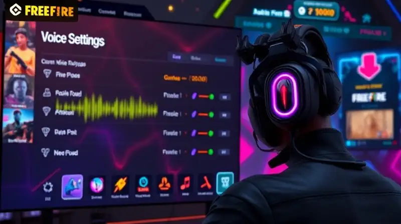 Gamer ajusta sonido en moderno juego vibrante