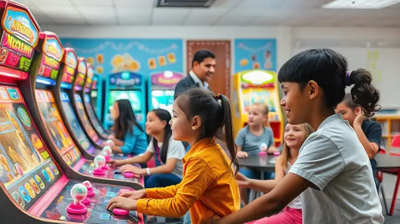 Aula moderna con estudiantes aprendiendo divertidos