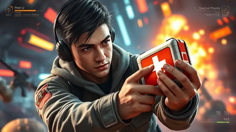 Gamer cura rápido en batalla futurista intensa