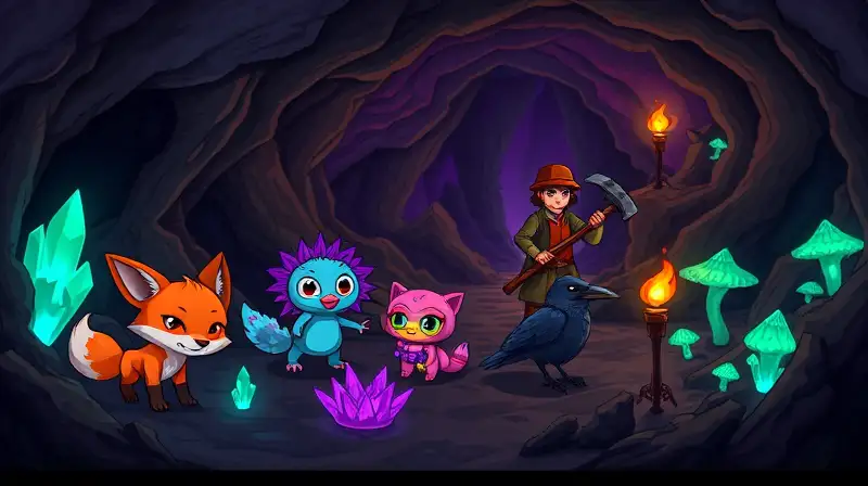 Mascotas de Terraria exploran cuevas oscuras