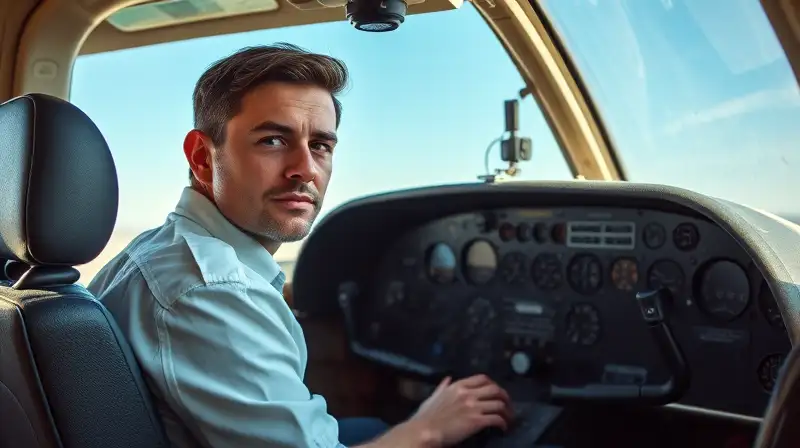 Piloto en simulador vintage