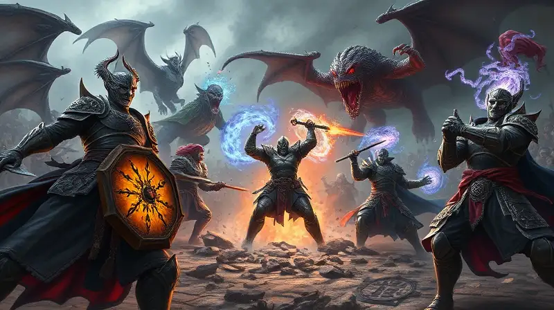 Batalla oscura con magia y monstruos