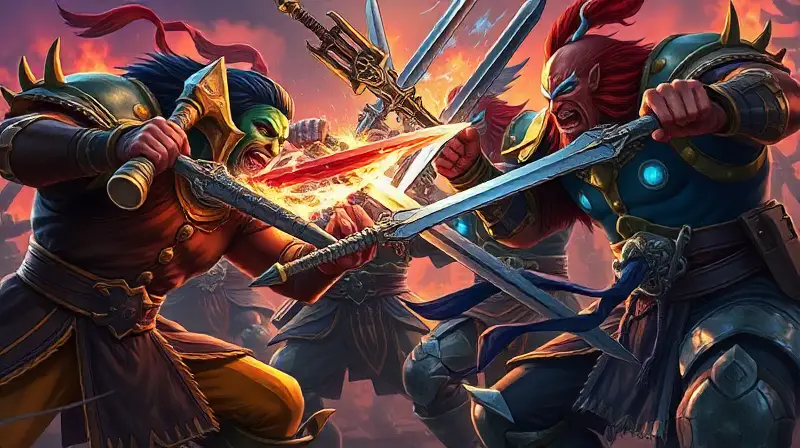 Personajes de Warcraft en combate intenso