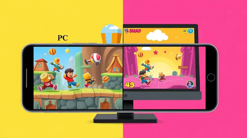Juego 3D colorido en móvil y PC