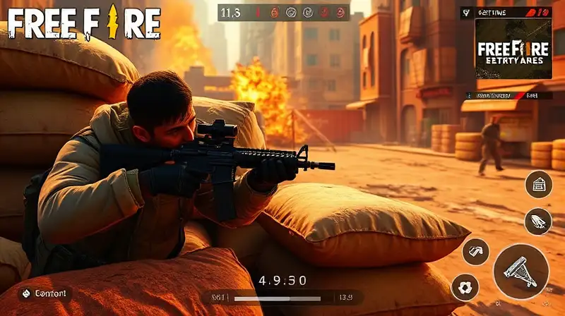 Personaje de Free Fire apunta desde cobertura