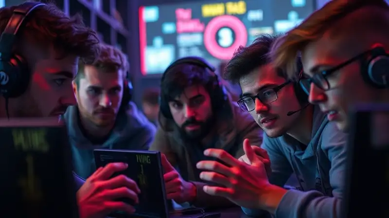 Grupo diverso juega intensamente en ambiente futurista