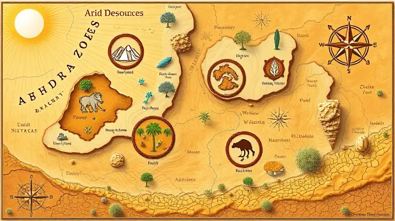 Mapa detallado de zonas áridas y recursos