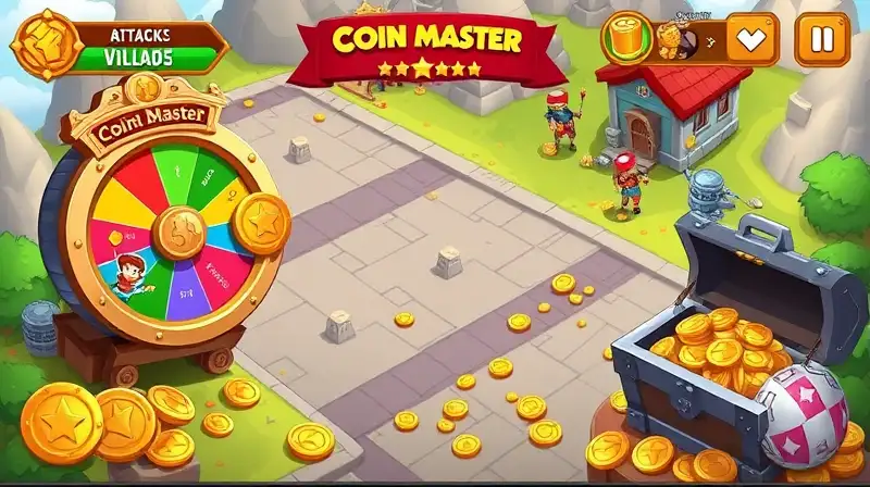 Interfaz colorida de juego móvil Coin Master